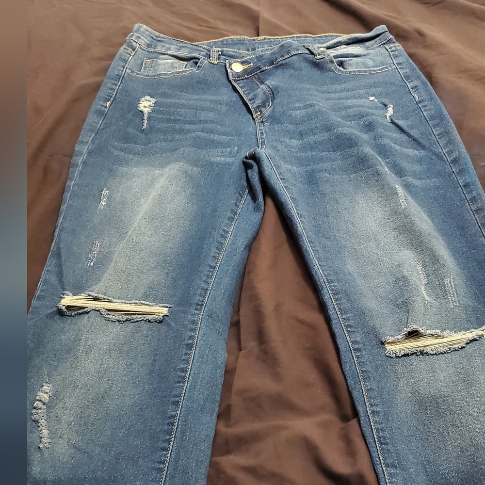 Womens Cross over waist button fly jeans